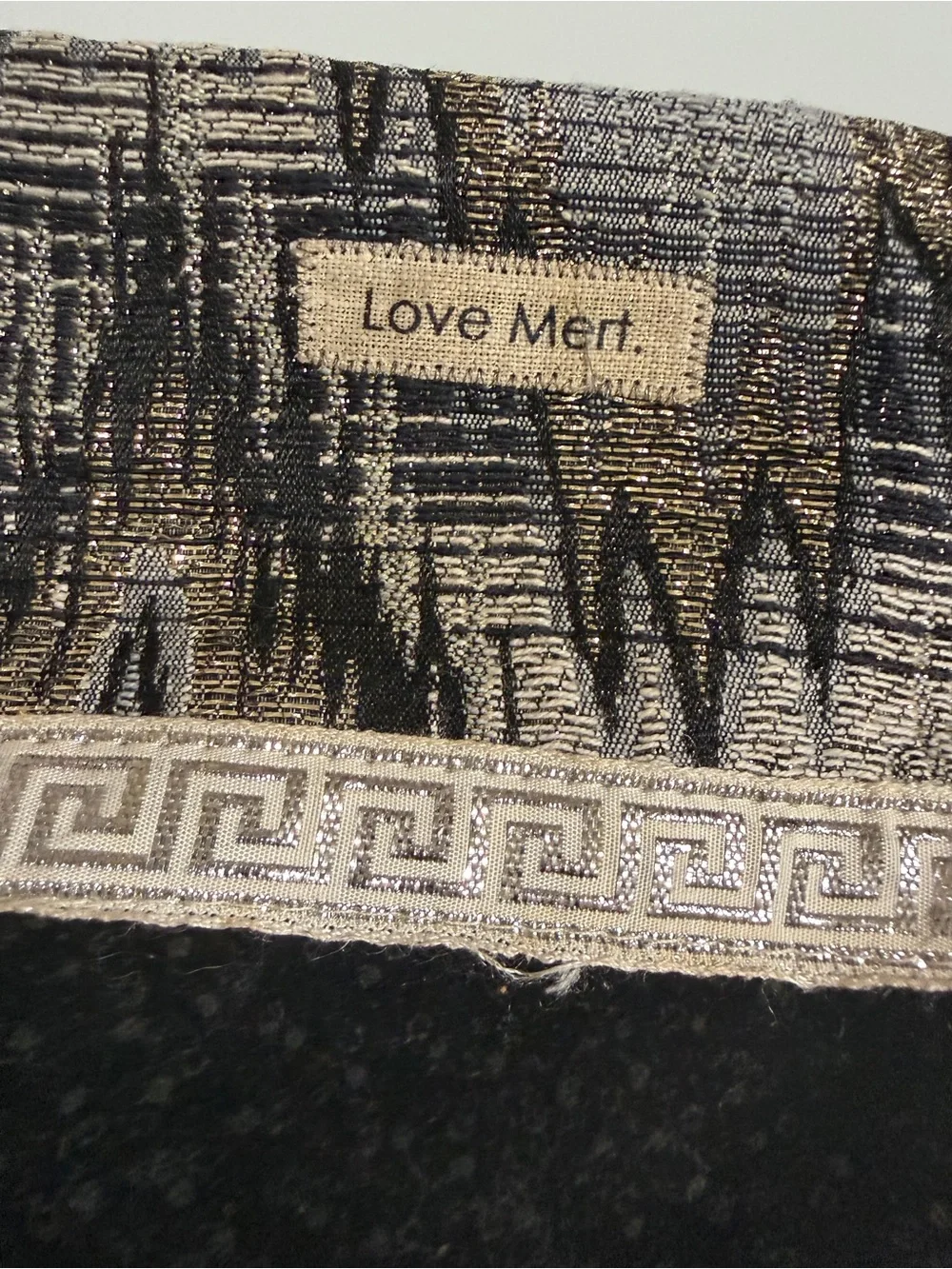 Black & Metallic Patterned Cosmetic Pouch